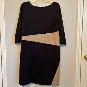 Ann Taylor Black and Tan Colorblock Dress. Size  14P